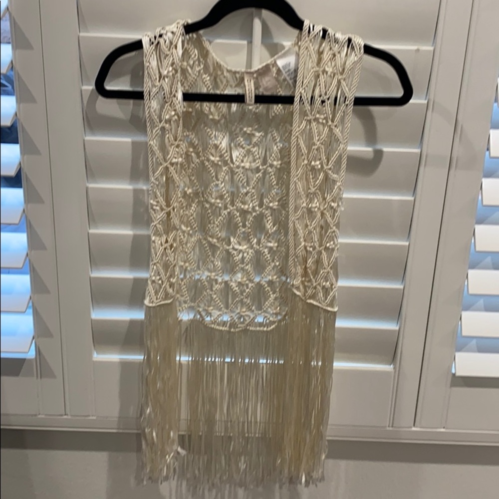 H&M white fringe vest